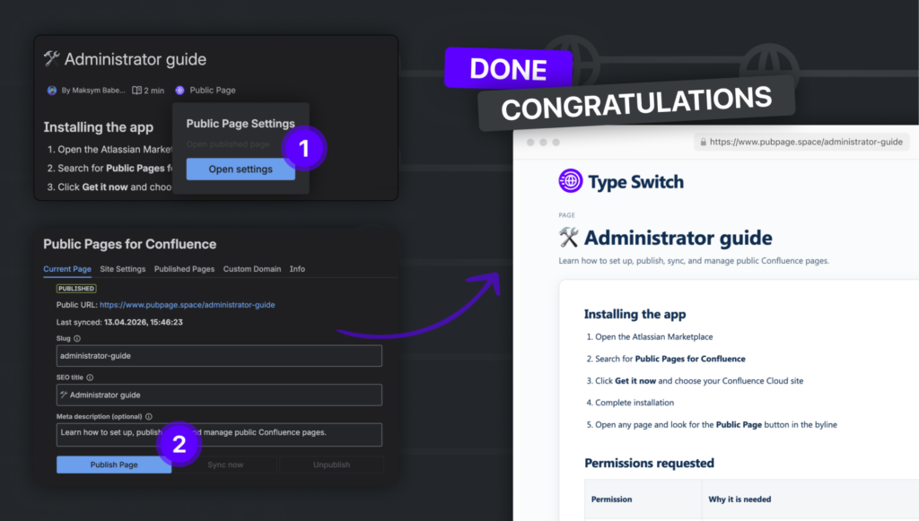 Custom domain setup for Confluence public pages with CNAME and TXT DNS records