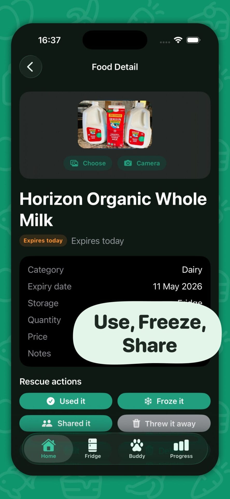 FridgeQuest app screen 3