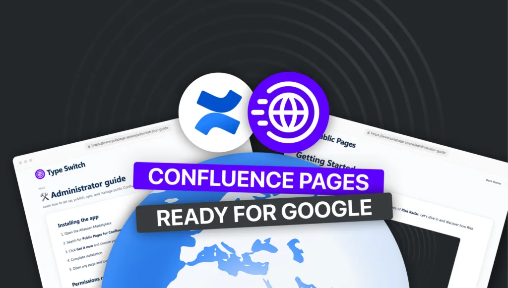 Illustration showing Confluence pages published to the public web with Public Pages for Confluence