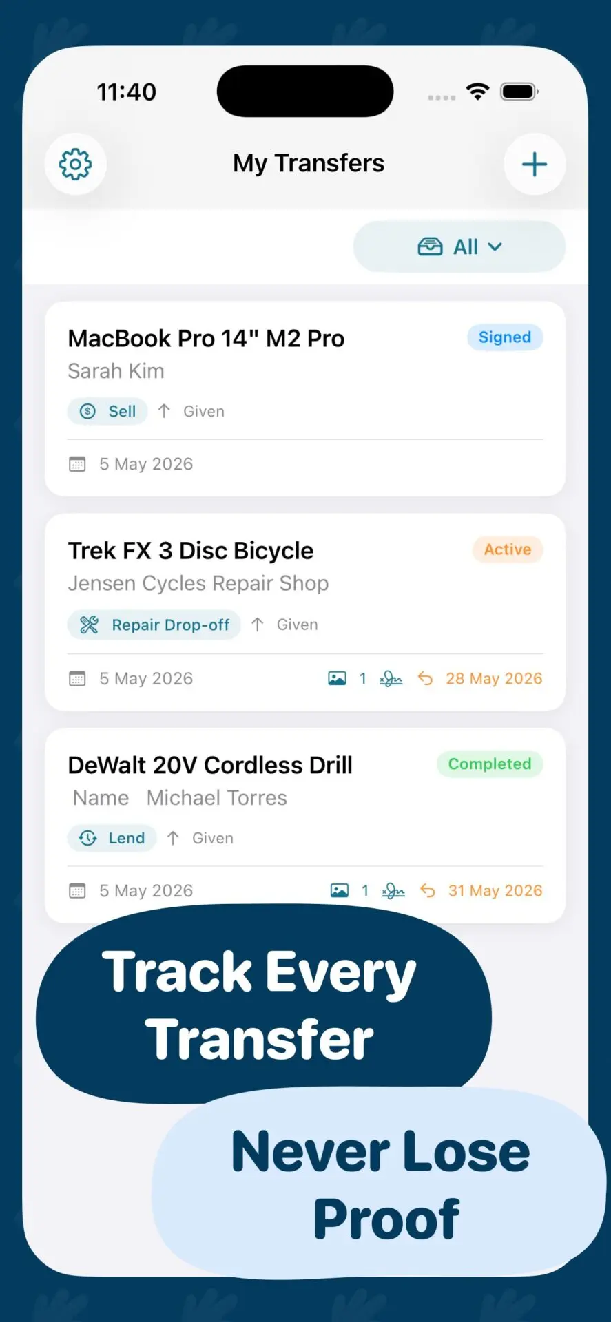 ItemProof receipt list screen