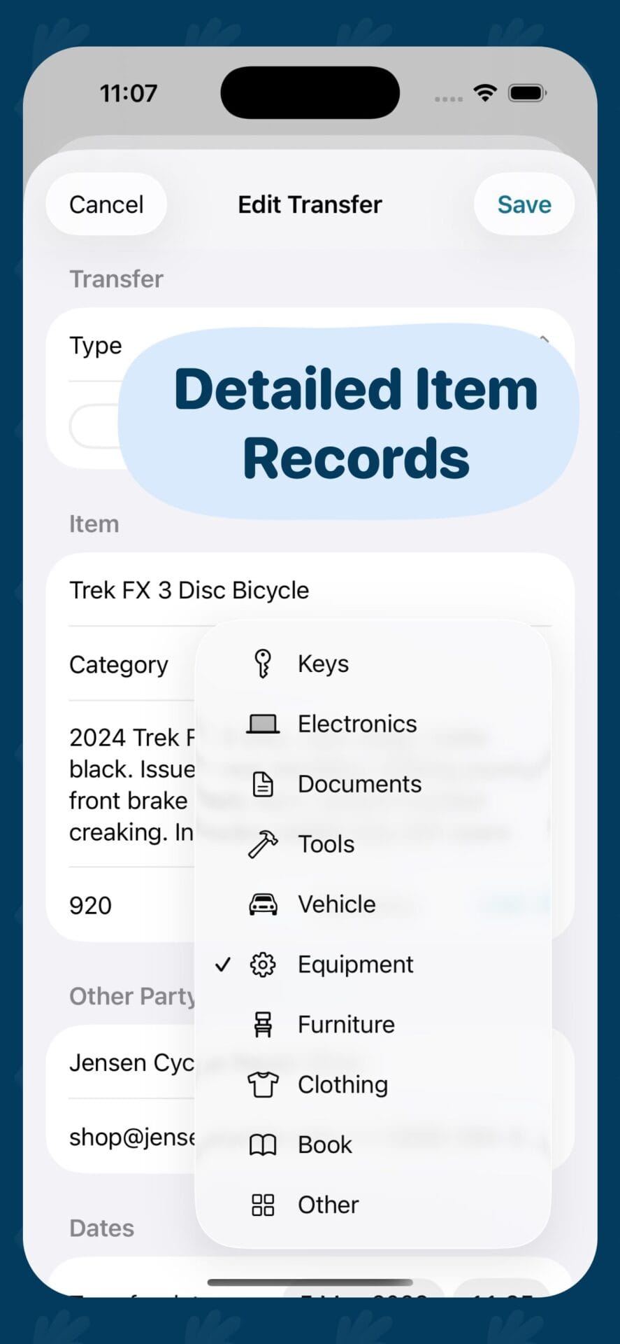 ItemProof evidence checklist screen
