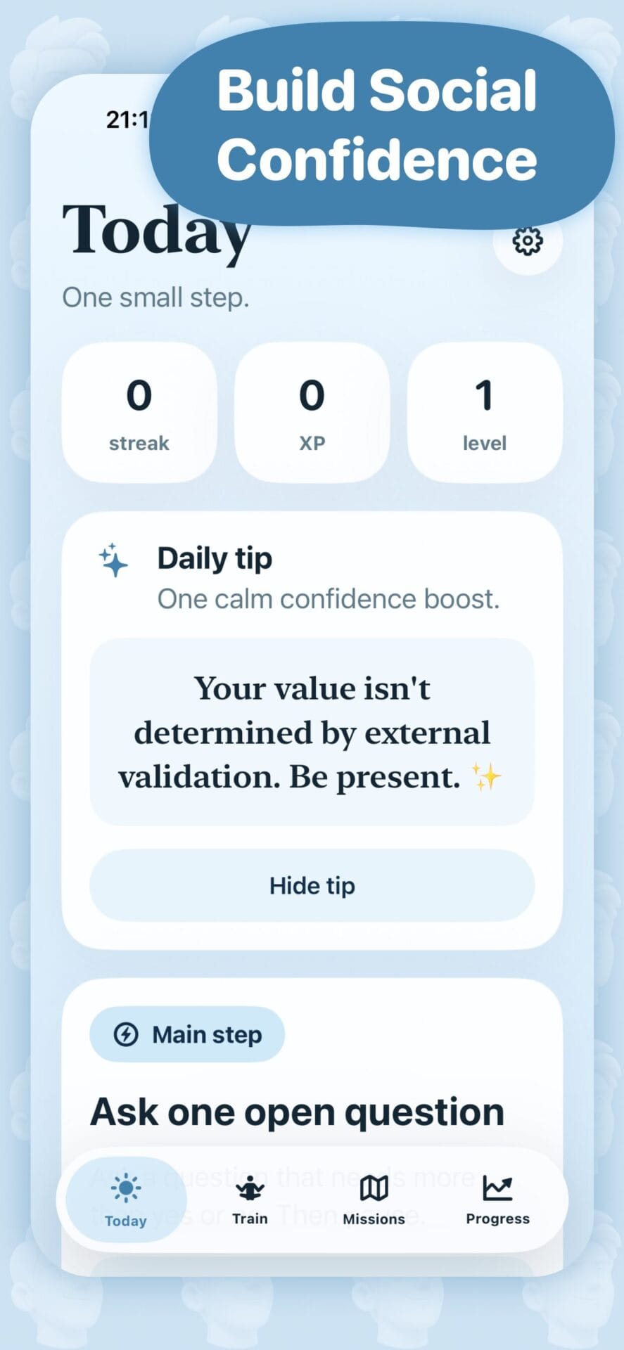 SocialGym main screen