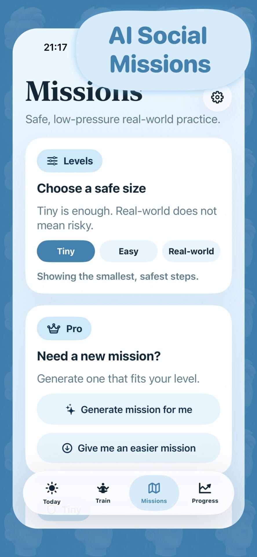 SocialGym mission screen