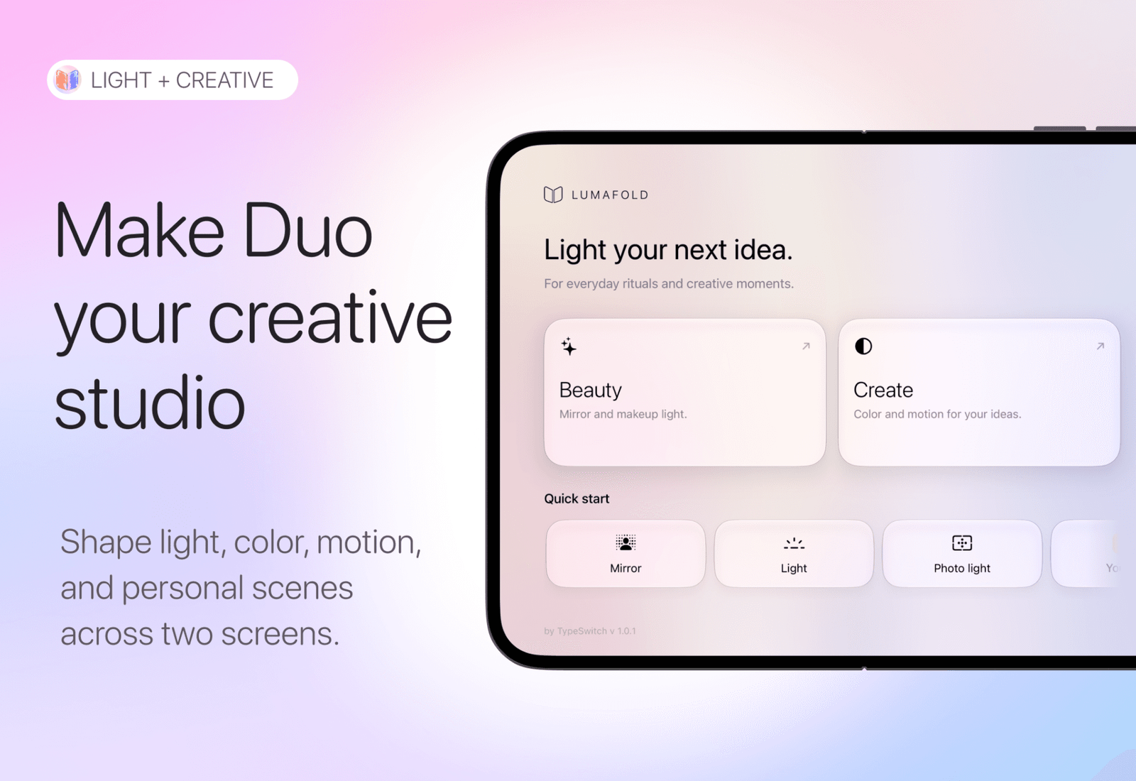 LumaFold Duo creative studio interface
