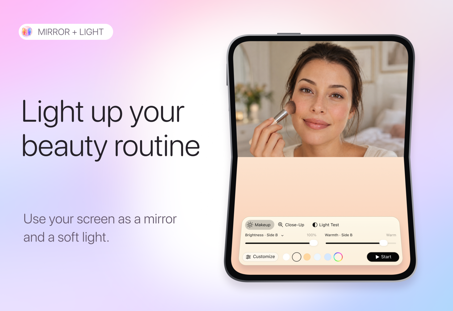 LumaFold mirror and beauty light