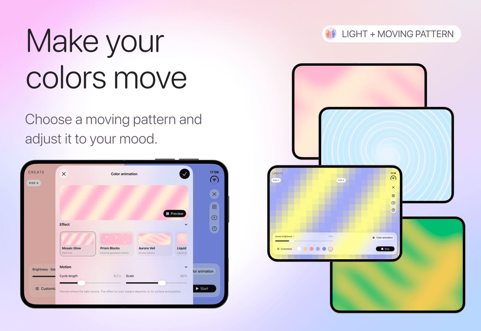 LumaFold Duo animated light patterns